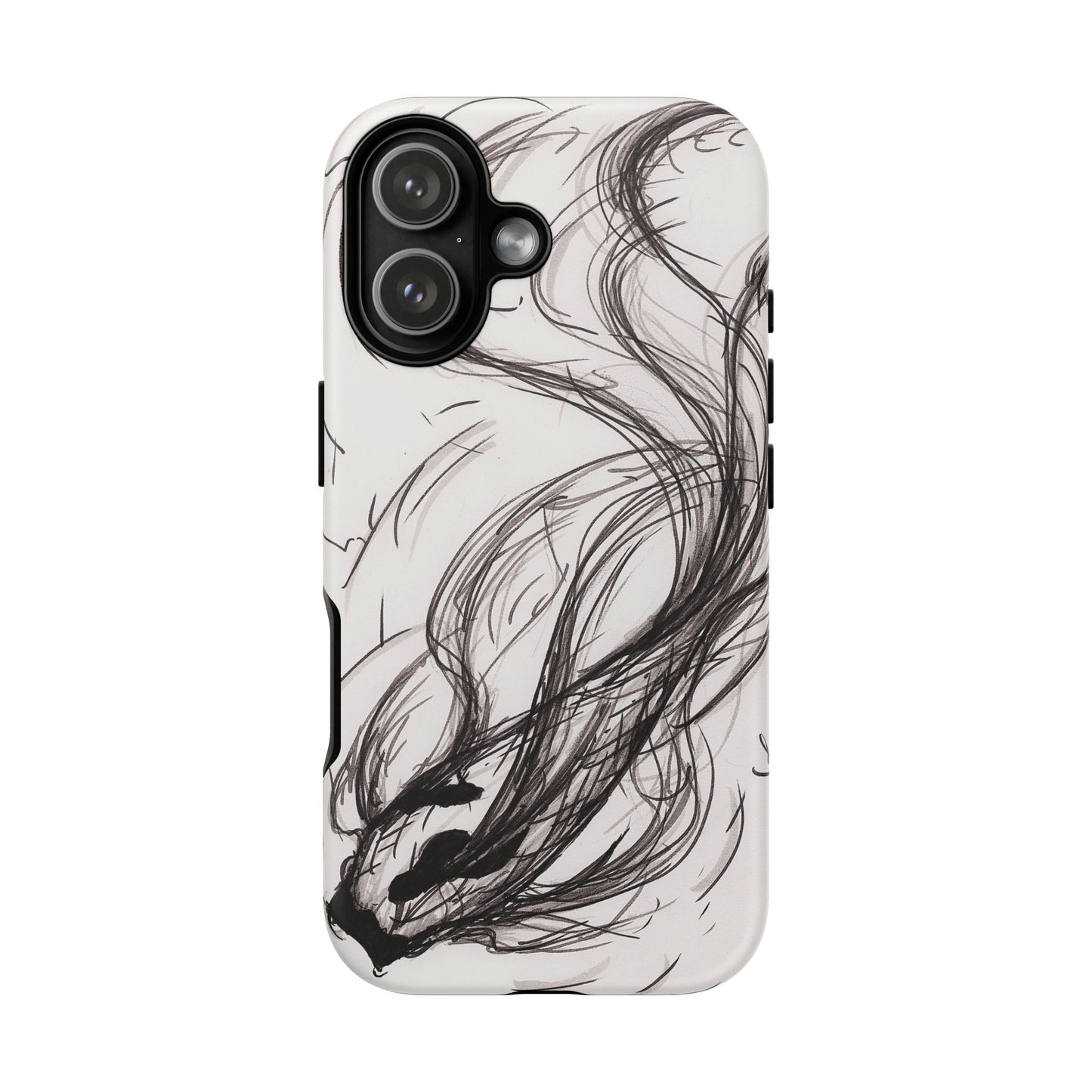 Smokey Ink Koi phone case | abstract koi sketch, smoky ink illustration
