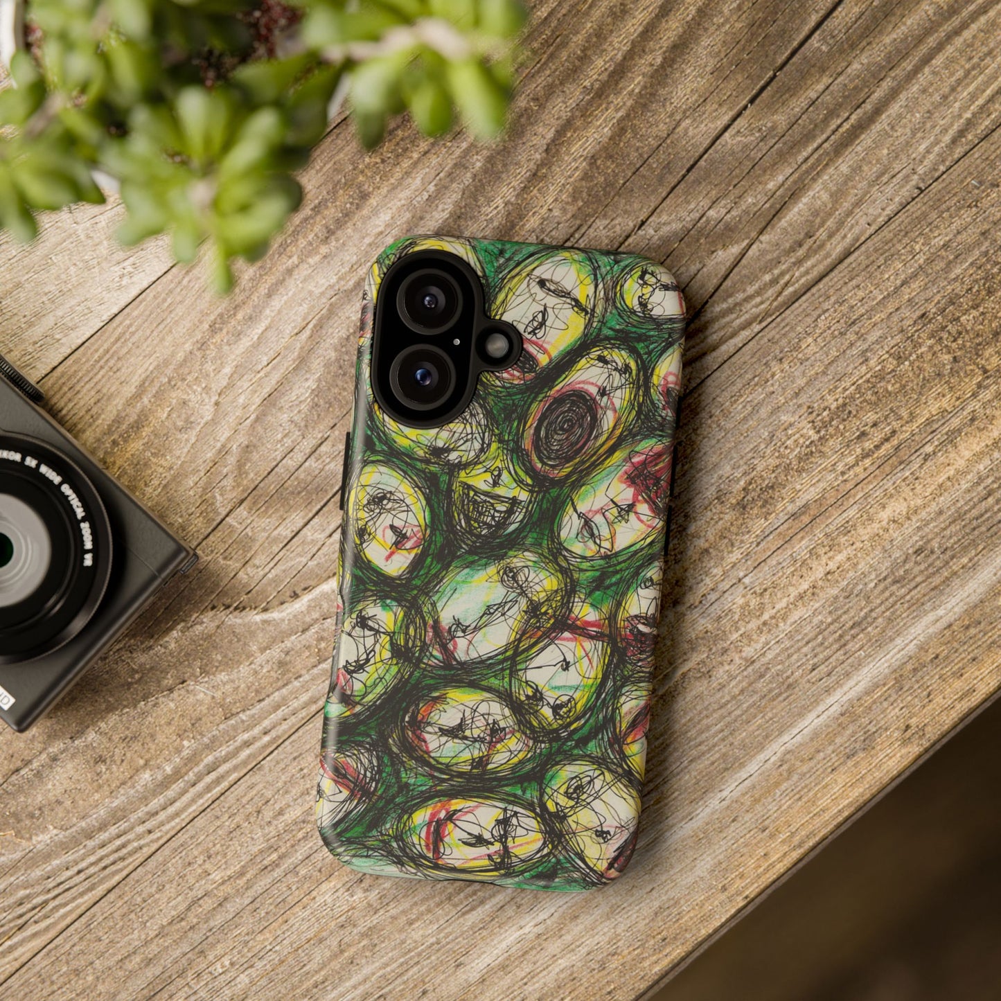 Abstract Sanity Faces Phone Case | Expressionist Face Art | Tough Case