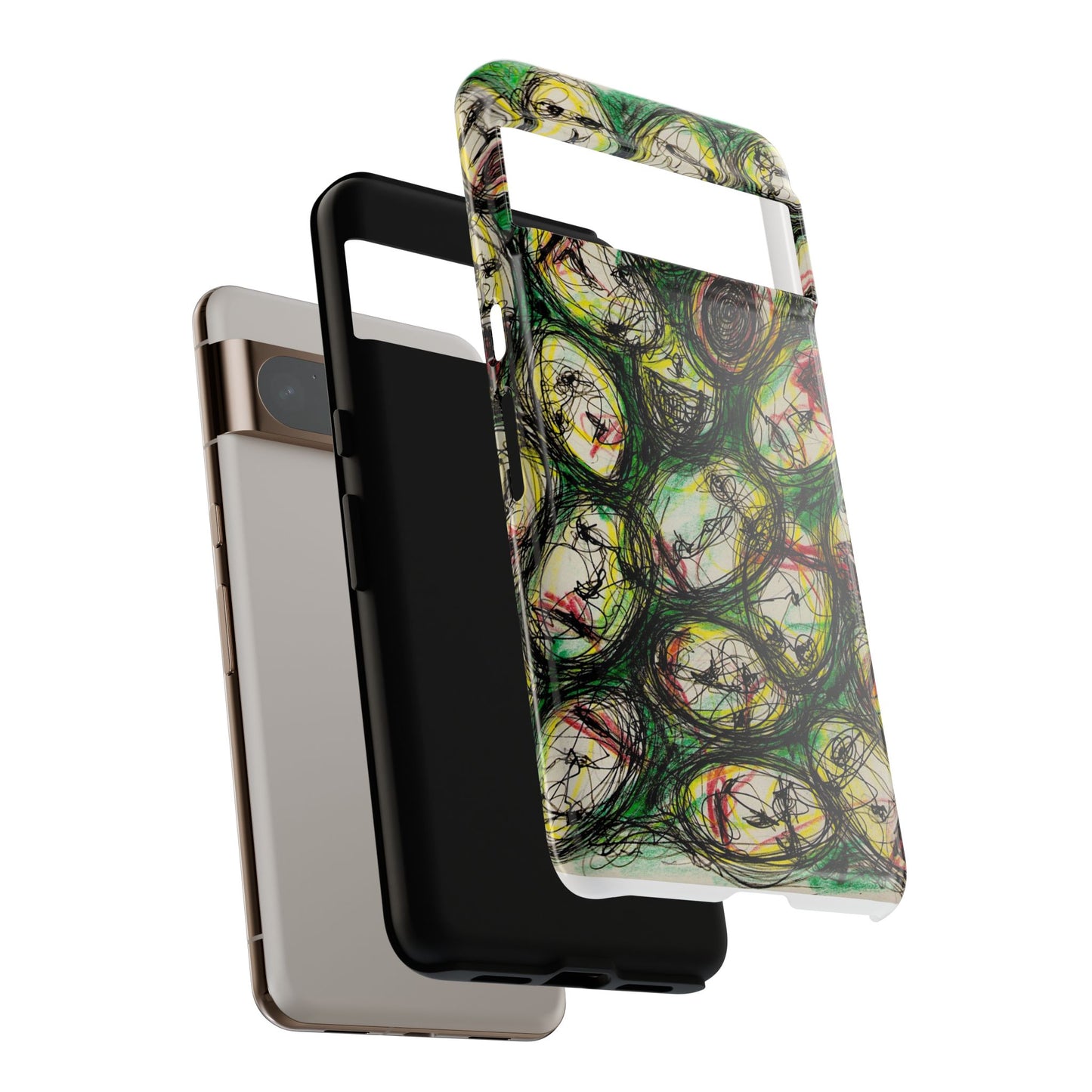 Abstract Sanity Faces Phone Case | Expressionist Face Art | Tough Case