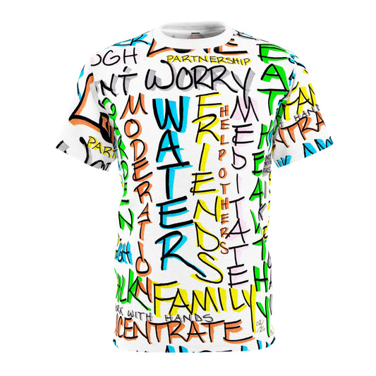 Words of Life All-Over Print Tee | Handwritten Positive Word Pattern