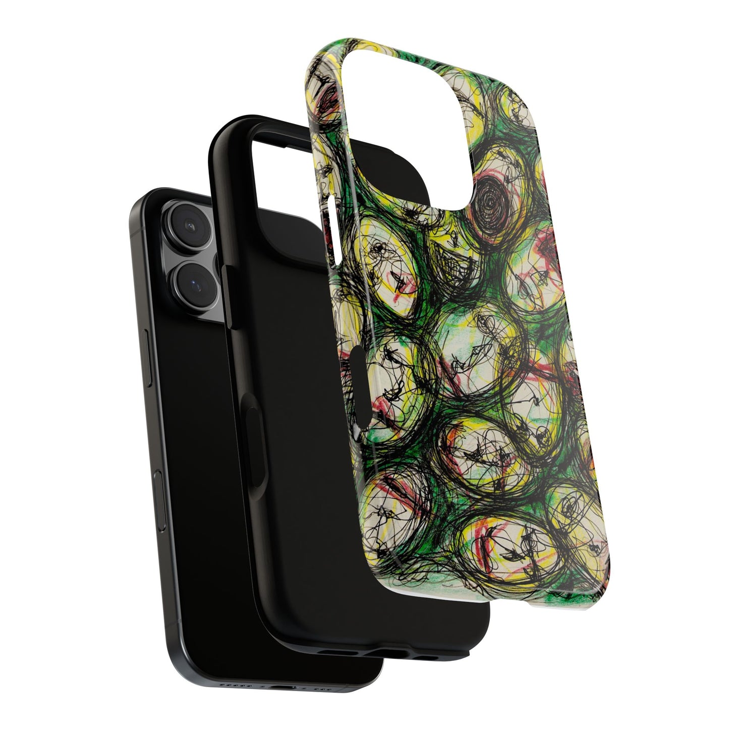 Abstract Sanity Faces Phone Case | Expressionist Face Art | Tough Case