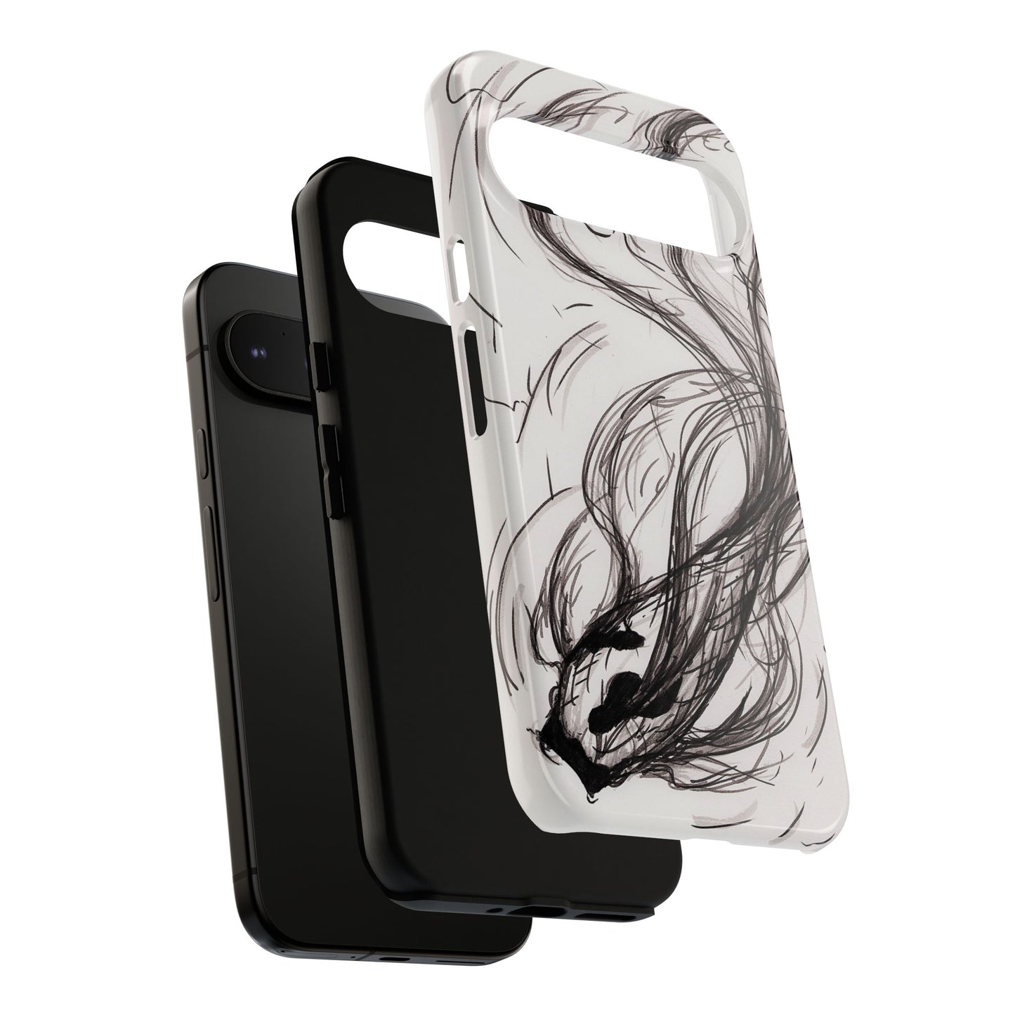 Smokey Ink Koi phone case | abstract koi sketch, smoky ink illustration