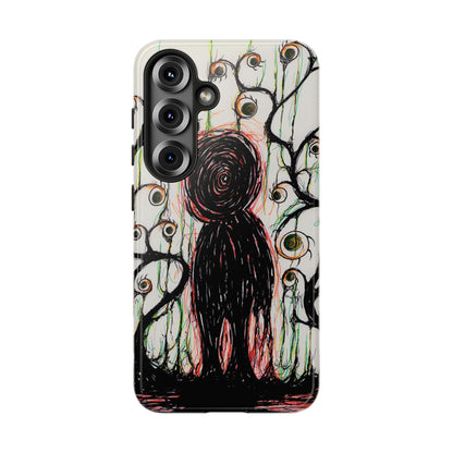 Dark Scribble Figure Tough Case | Surreal Eyes Phone Case | Tough Phone Case
