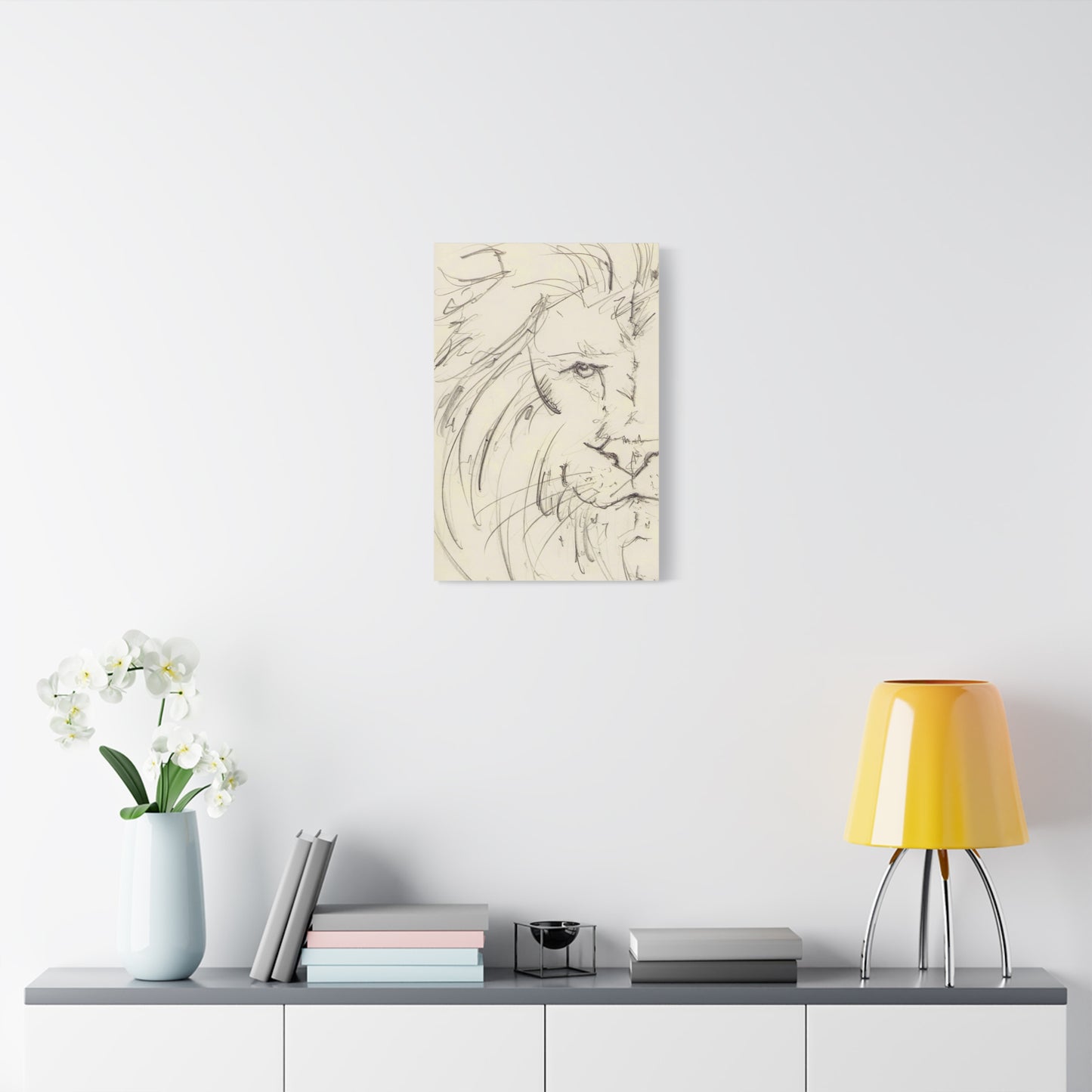 Flowing Lion Sketch Matte Canvas | Minimalist Line Art | Wildlife Portrait