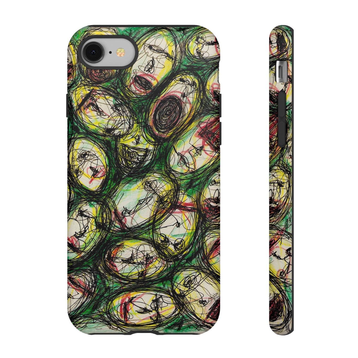 Abstract Sanity Faces Phone Case | Expressionist Face Art | Tough Case
