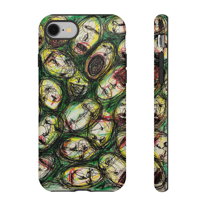 Abstract Sanity Faces Phone Case | Expressionist Face Art | Tough Case