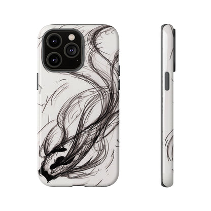 Smokey Ink Koi phone case | abstract koi sketch, smoky ink illustration