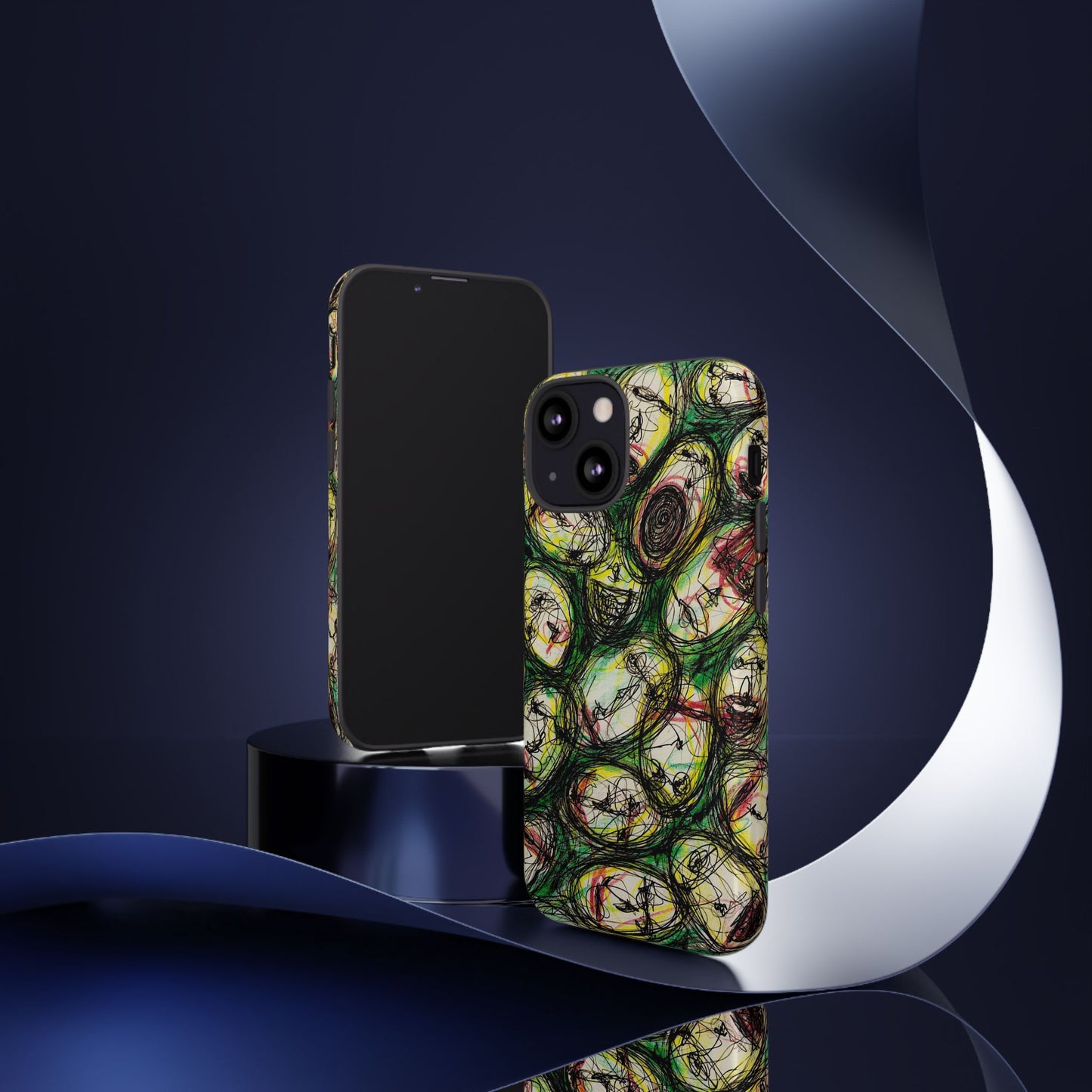 Abstract Sanity Faces Phone Case | Expressionist Face Art | Tough Case