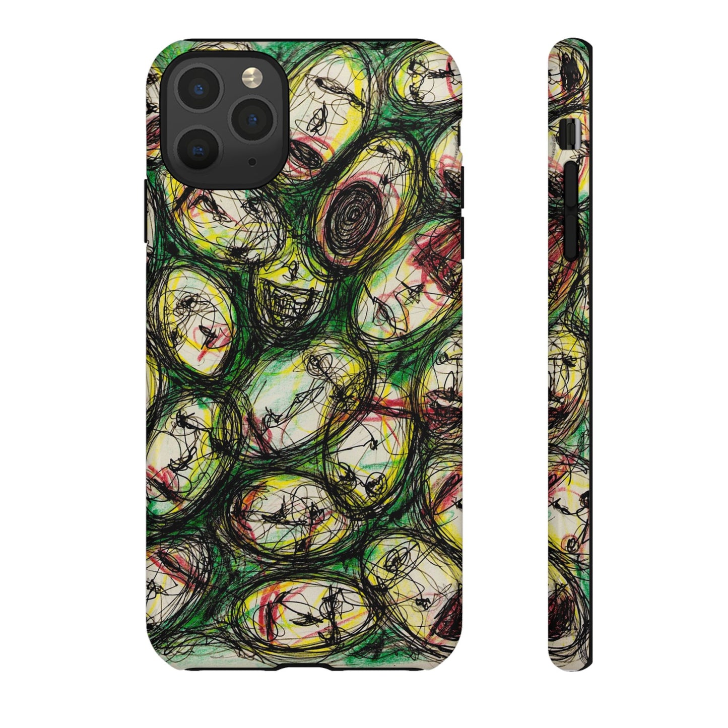 Abstract Sanity Faces Phone Case | Expressionist Face Art | Tough Case